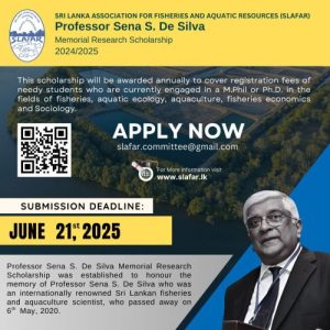 Professor Sena S. De Silva Memorial Research Scholarship 2024/2025